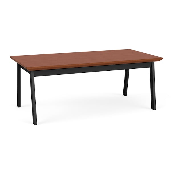Lesro Newport Coffee Table Metal Frame 20x40in High Pressure Laminate Top, Black, Blossom Cherry top NP0840 - main